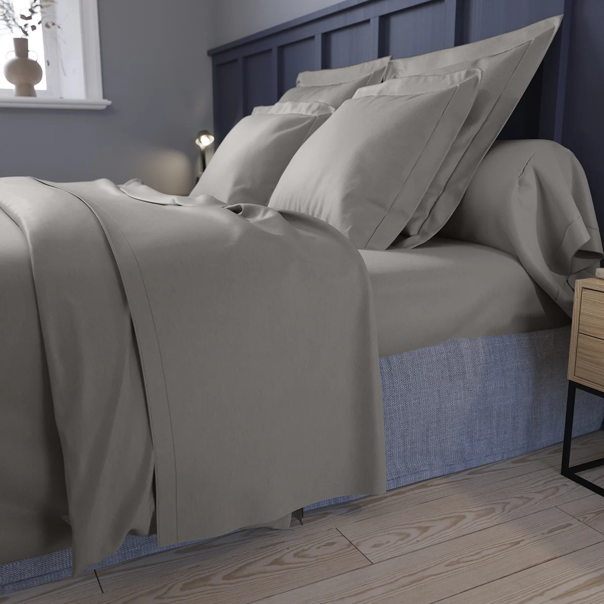 Housse de couette Partition Satin de coton Coloris Gris