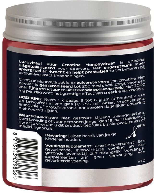Lucovitaal - Creatine Monohydraat Poeder - Puur - 210 gram