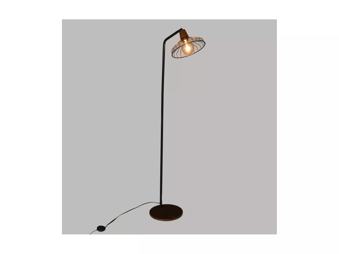 Lampadaire en Bois et métal Noir H 163 cm