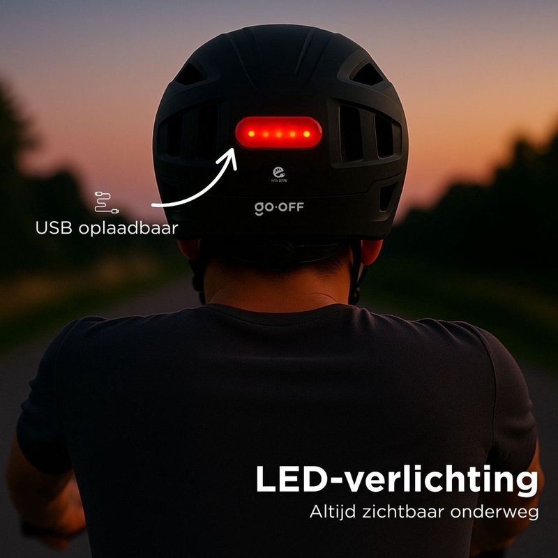 GOOFF - Pilot - Snorfiets Helm - Matzwart - 3-in-1 met Verlichting en Vizier - NTA 8776