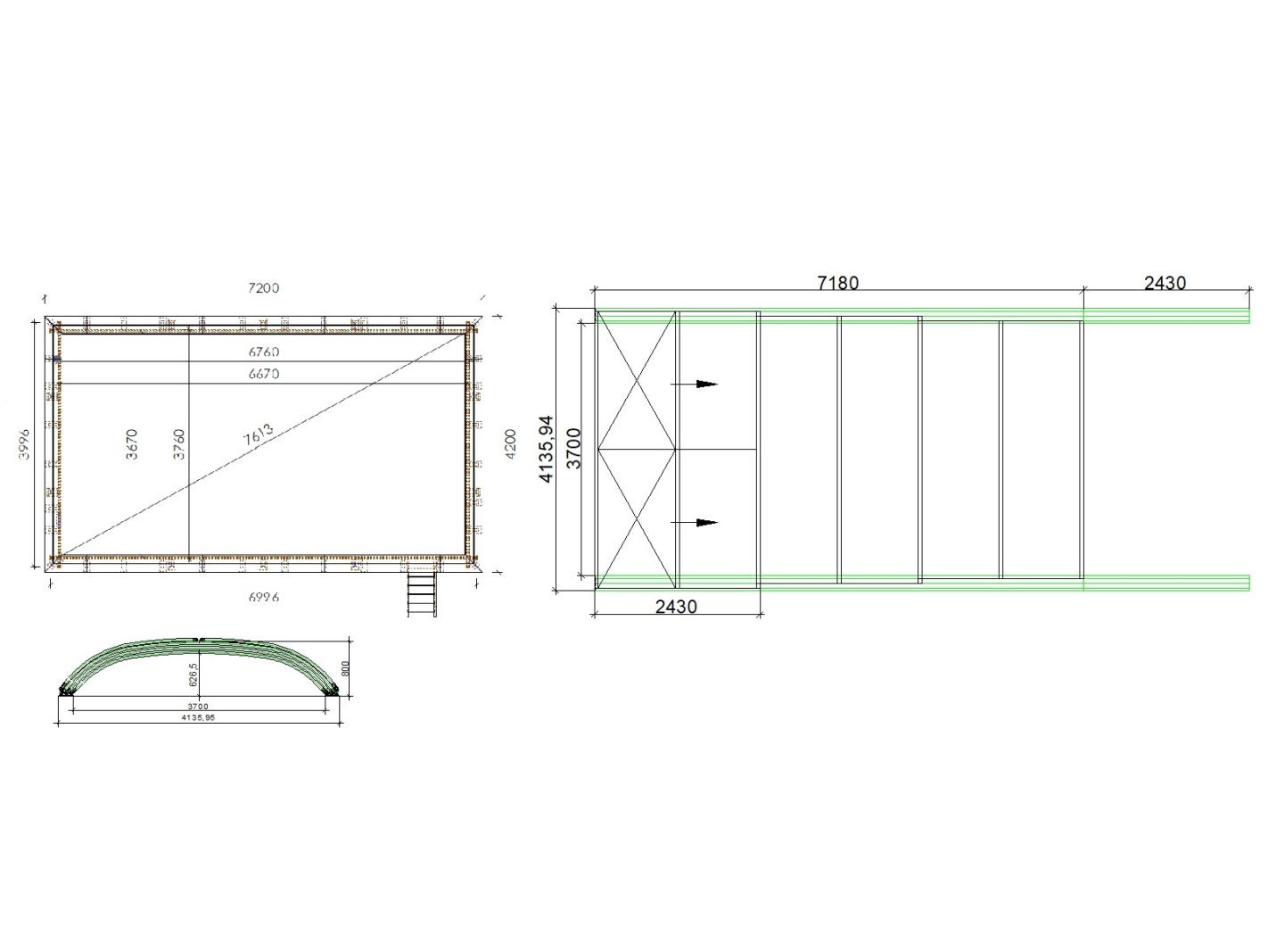 Abri de piscine horizon pour les modèles 7,20x4,20 m - bas58, bas758 - polycarbonate alvéolaire 8 mm - couleur ral7016 graphite