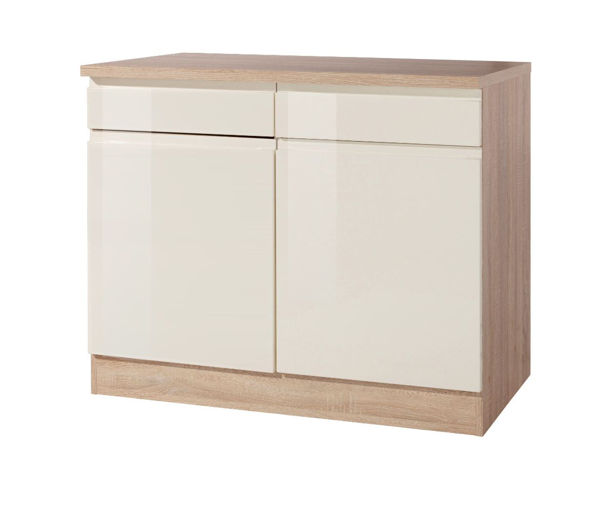 Anrichte WIEN - creme Hochglanz-Sonoma Eiche - 100 cm