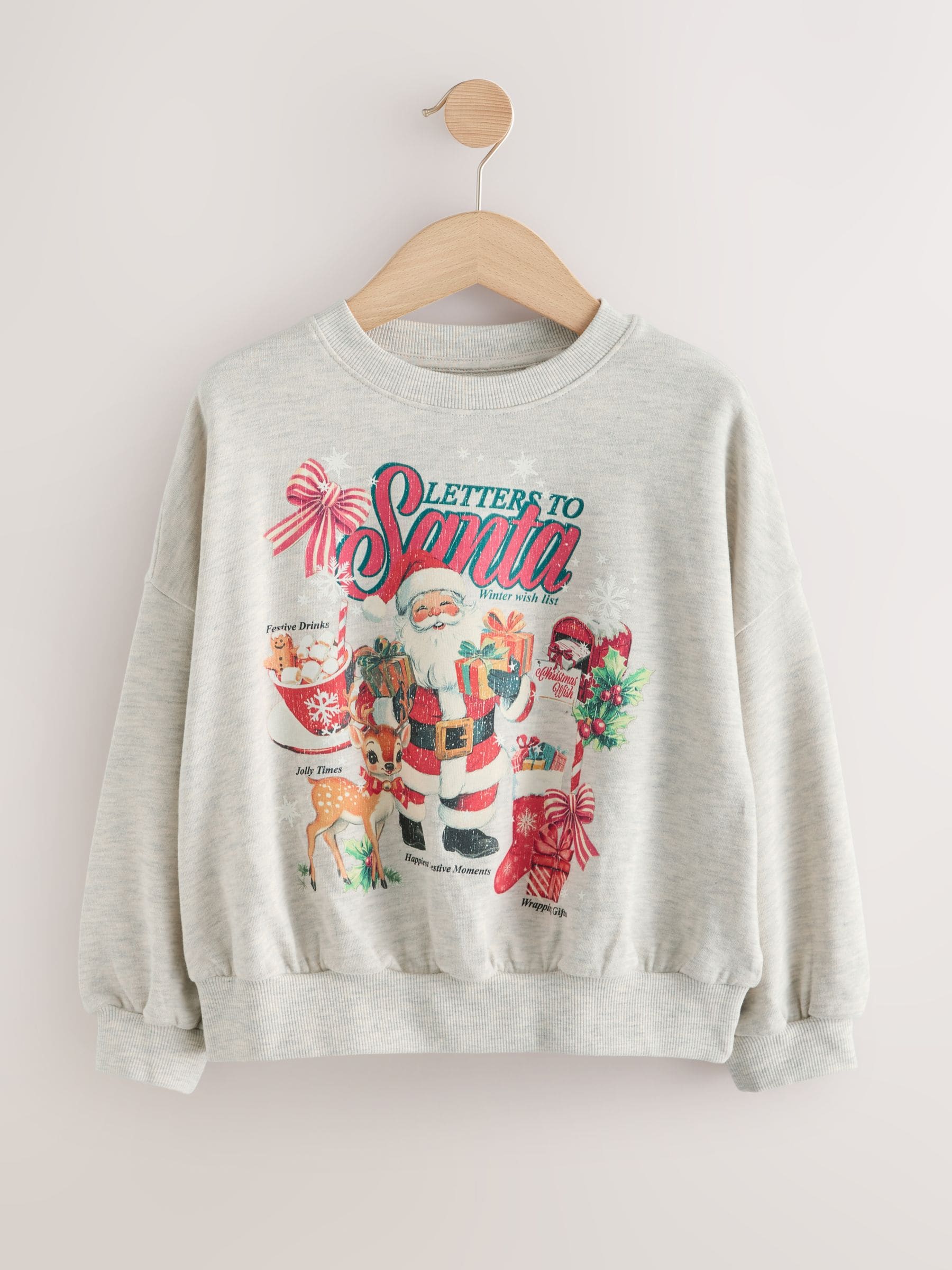 Grijs met kerstmanprint - Sweatshirt met lange mouwen (3-16jaar)