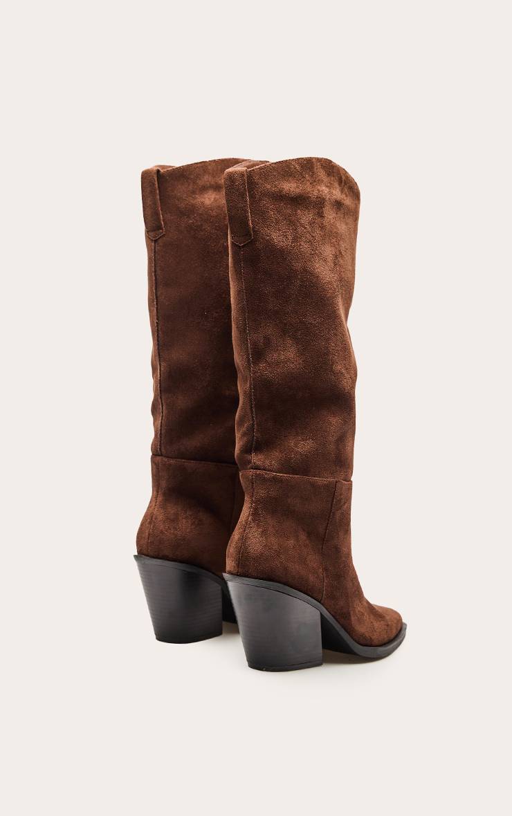 Chocolat Bottes Hautes À Talon Cubain En Synthétique