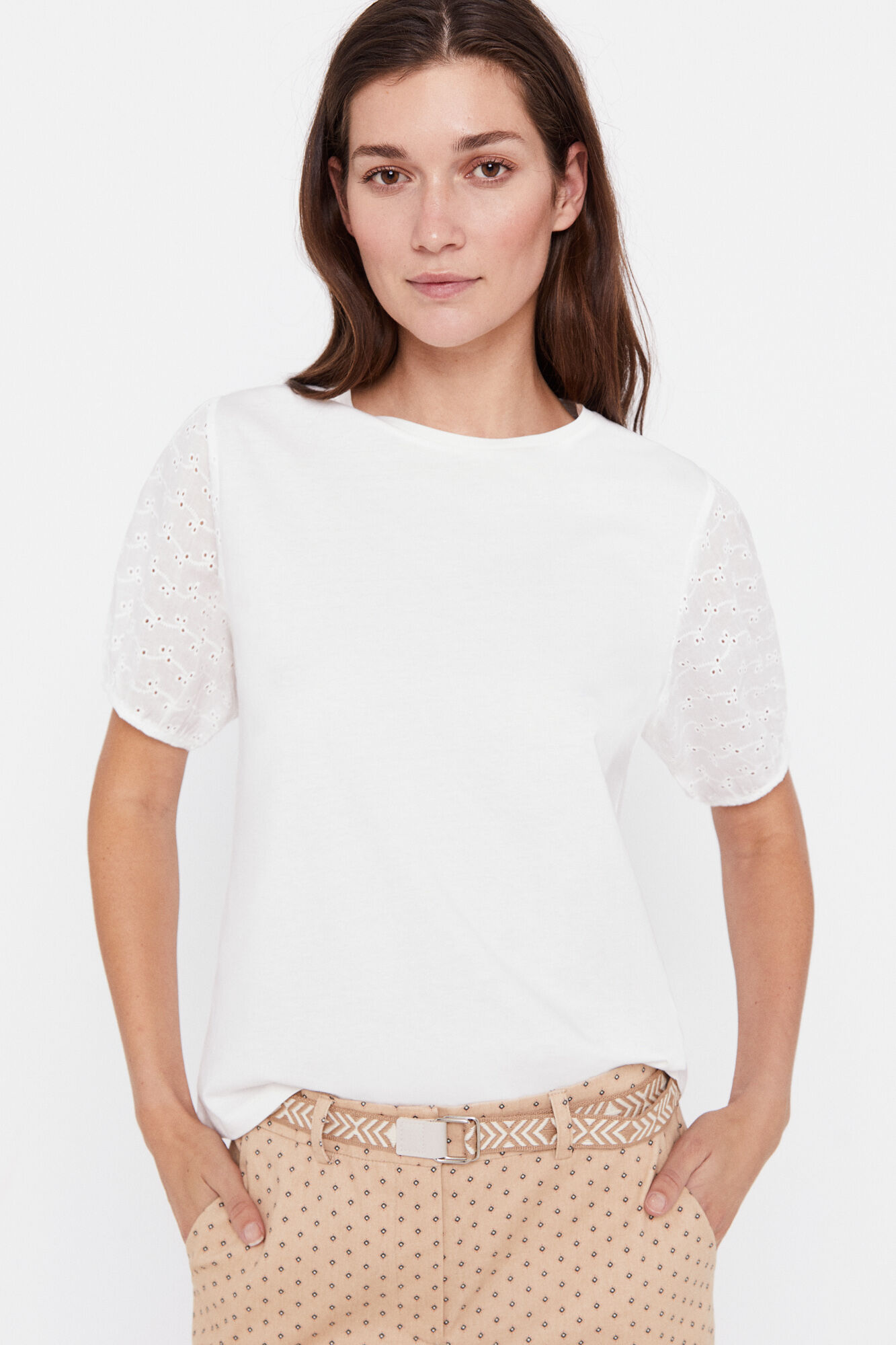 Camiseta com mangas bufantes - Branca