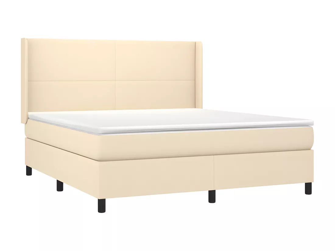 Sommier tapissier avec matelas et LED Crème 160x200 cm Tissu