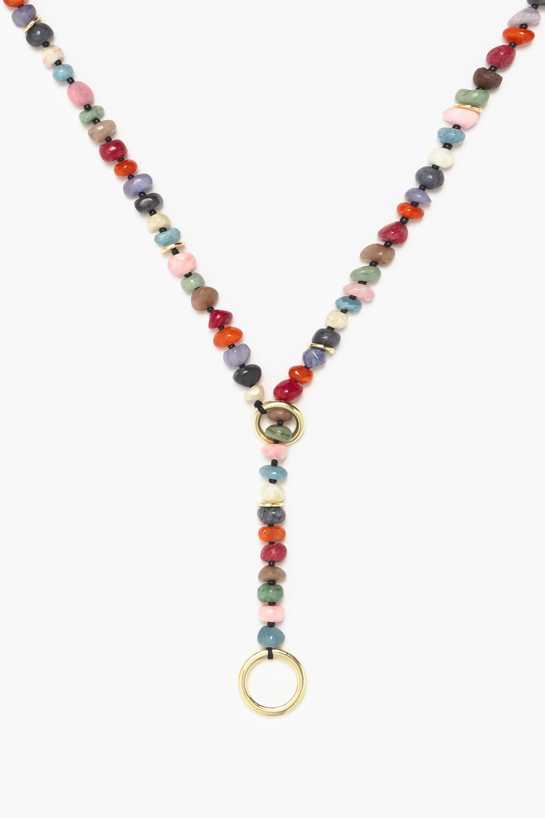 Colar comprido com pedras multicoloridas