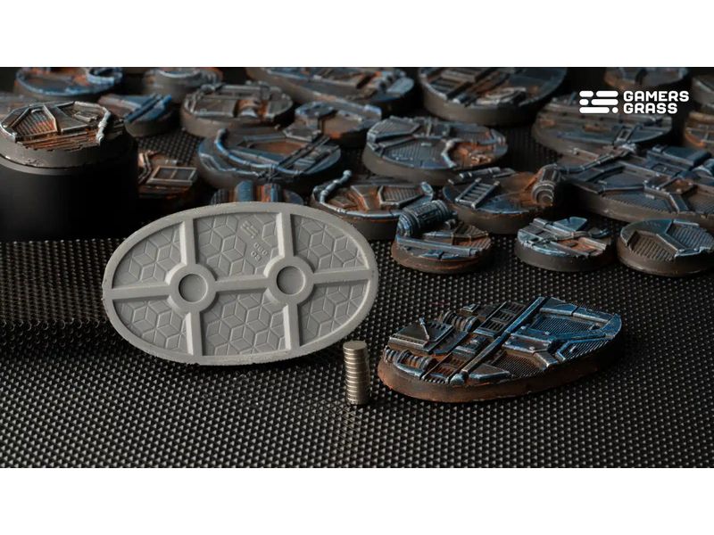 GamersGrass Spaceship Corridor oval 60 mm (x4) Hochwertige Bases für den Miniaturenbau