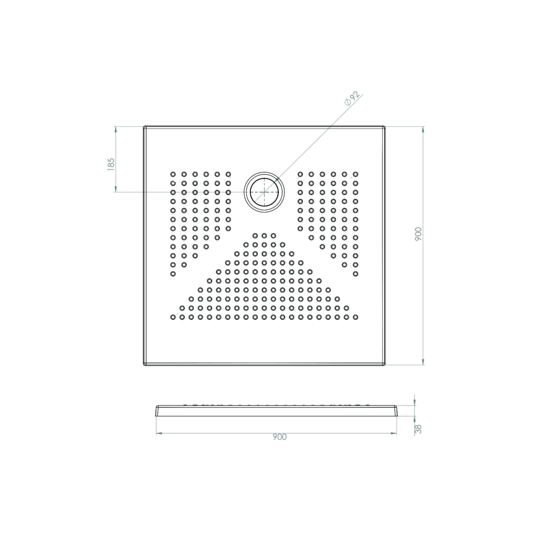 Douchebak 90x90x3 cm met antisliplaag | Delfino