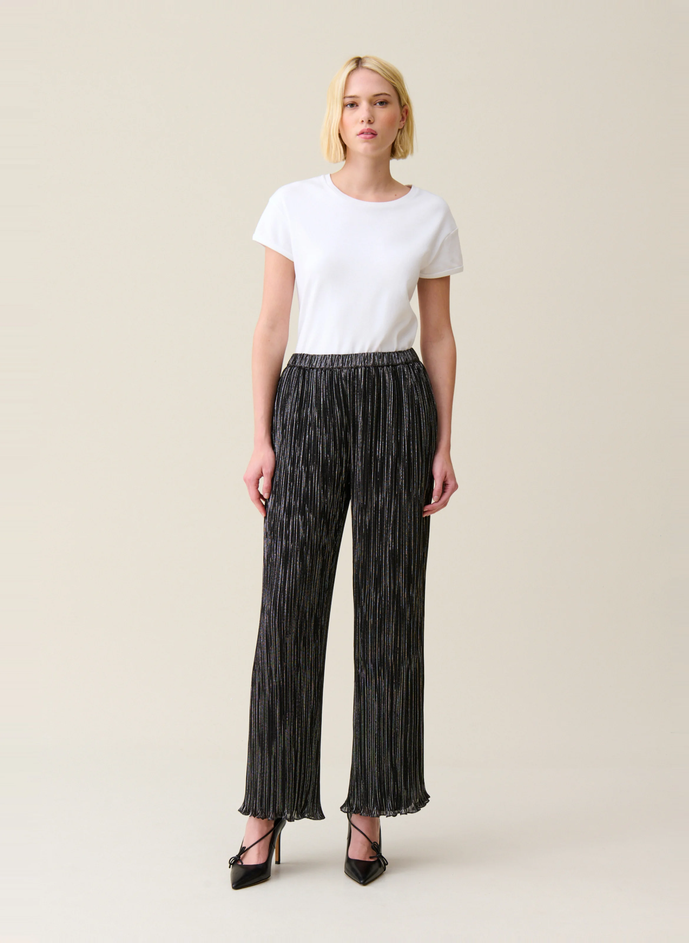 Pantalon large plissé | Noir