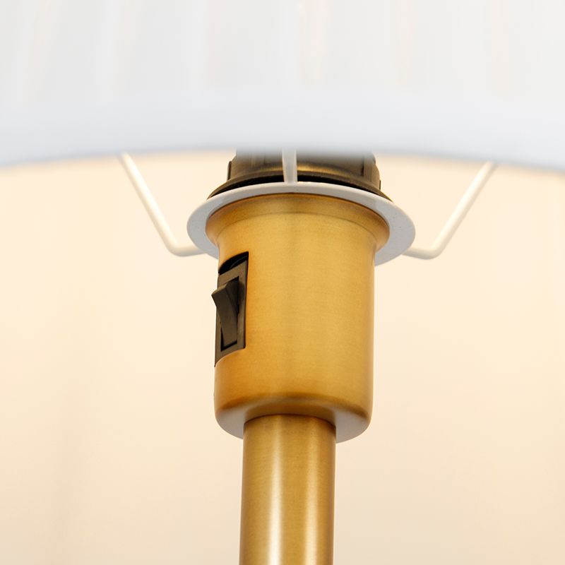 Klassieke vloerlamp brons stoffen kap wit met leeslamp - Retro