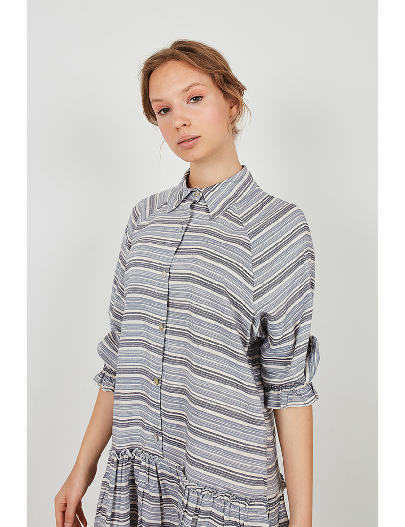 Short Flowing Dress Grey Stripes