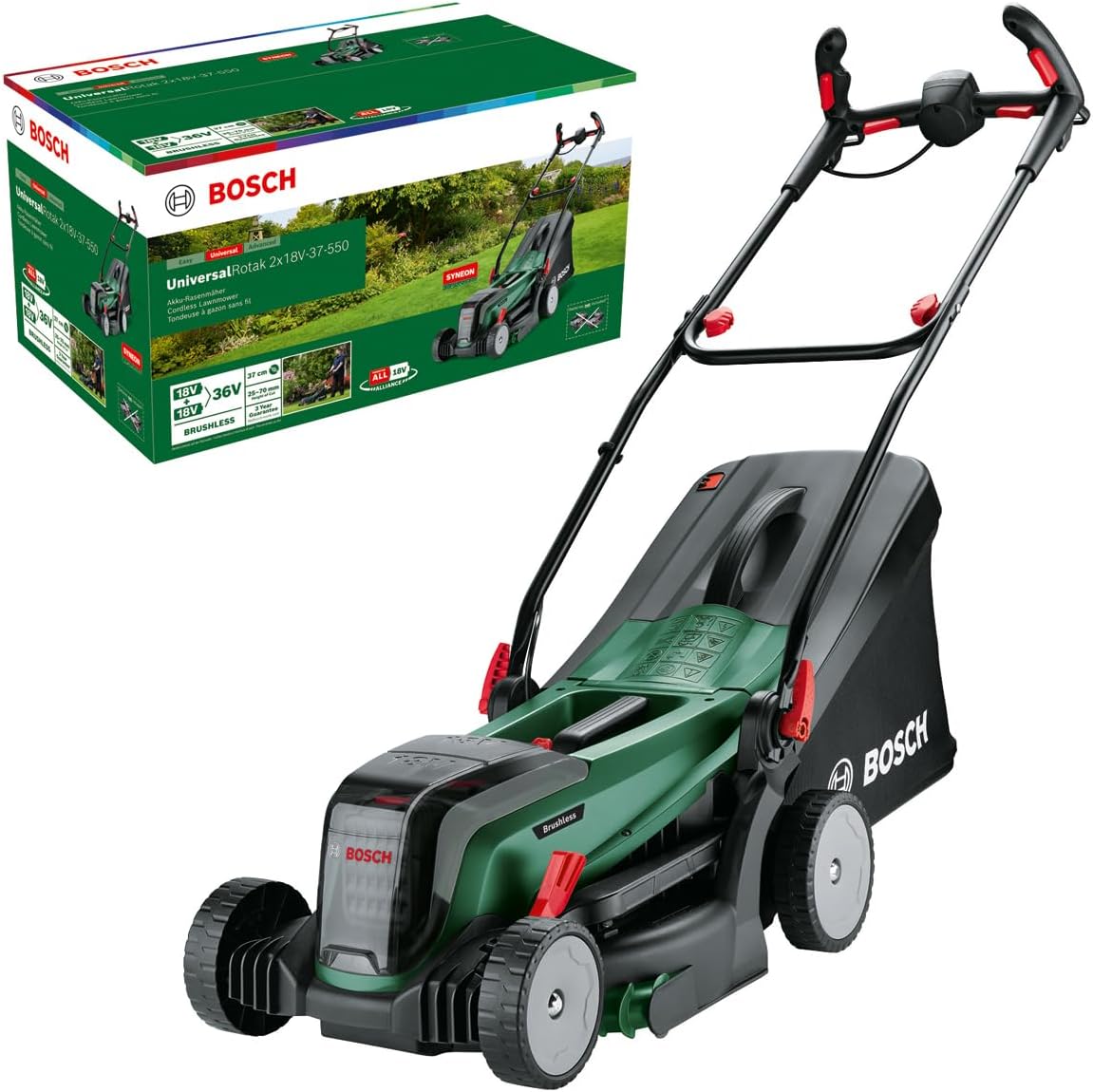 Bosch Akku-Rasenmäher UniversalRotak 2x18V-37-550 (bis zu 500 m2; 18 Volt System; Schnittbreite: 37 cm; ohne Akku und Ladegerät)