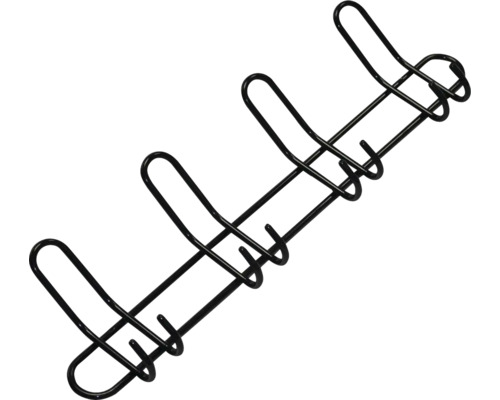 Kapstok met 4 haken, staal, zwart, L x B x H 585/170/60 mm