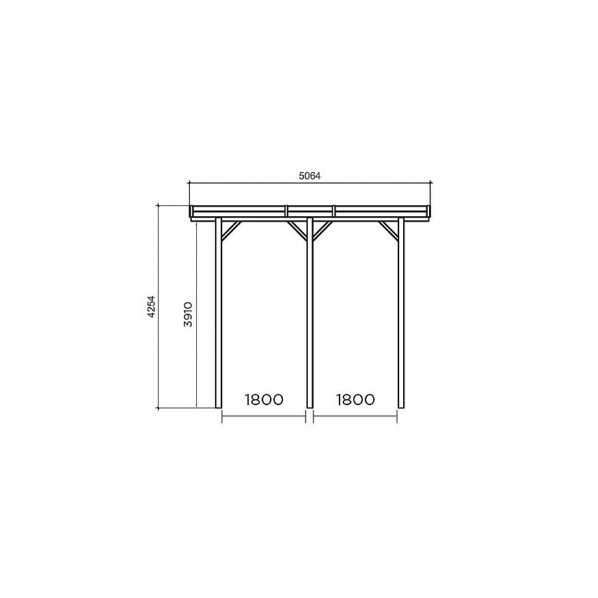 Carport modular en bois base 6x5m hauteur 4m