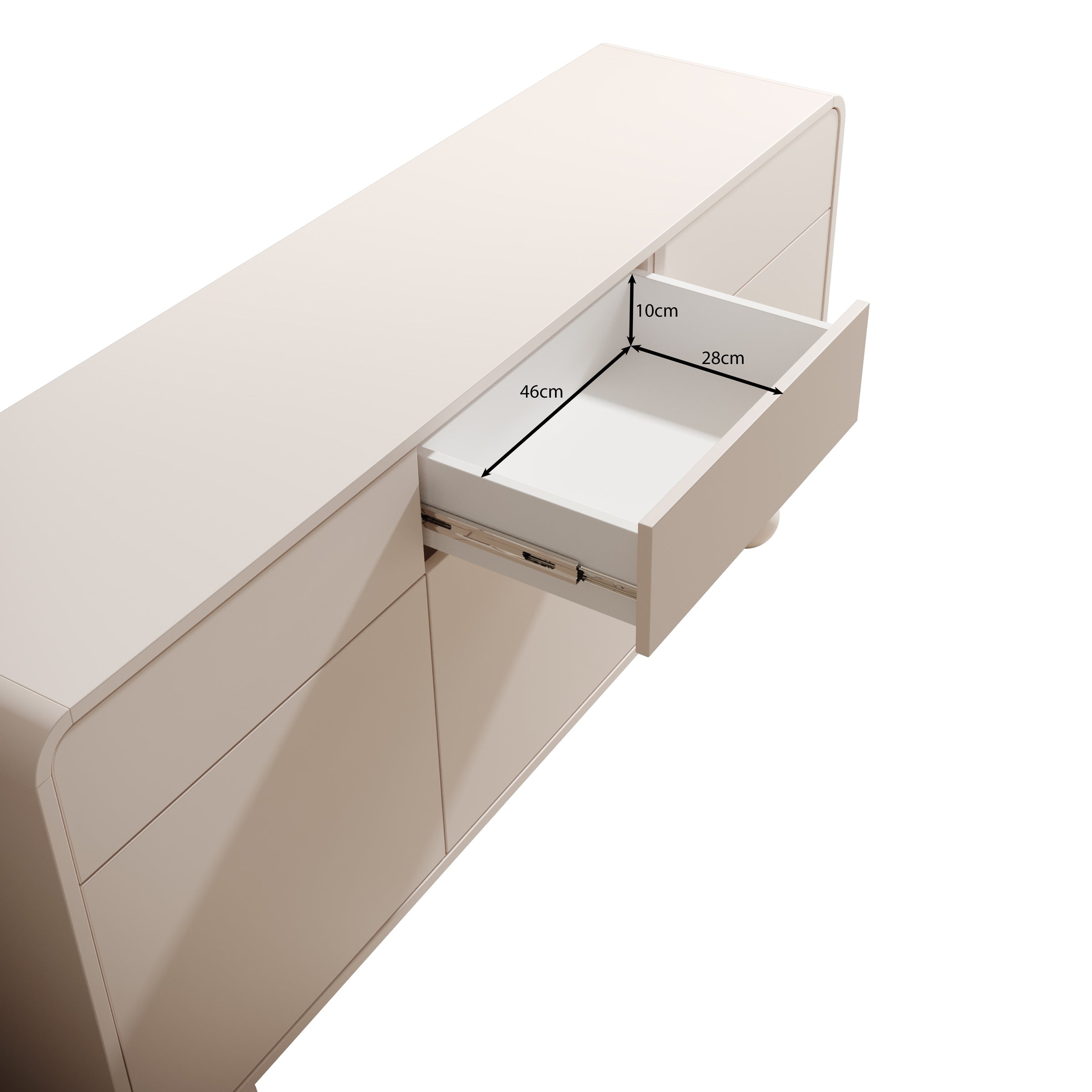 Meubella - Anobo - Dressoir - Beige - 160x39x75 cm