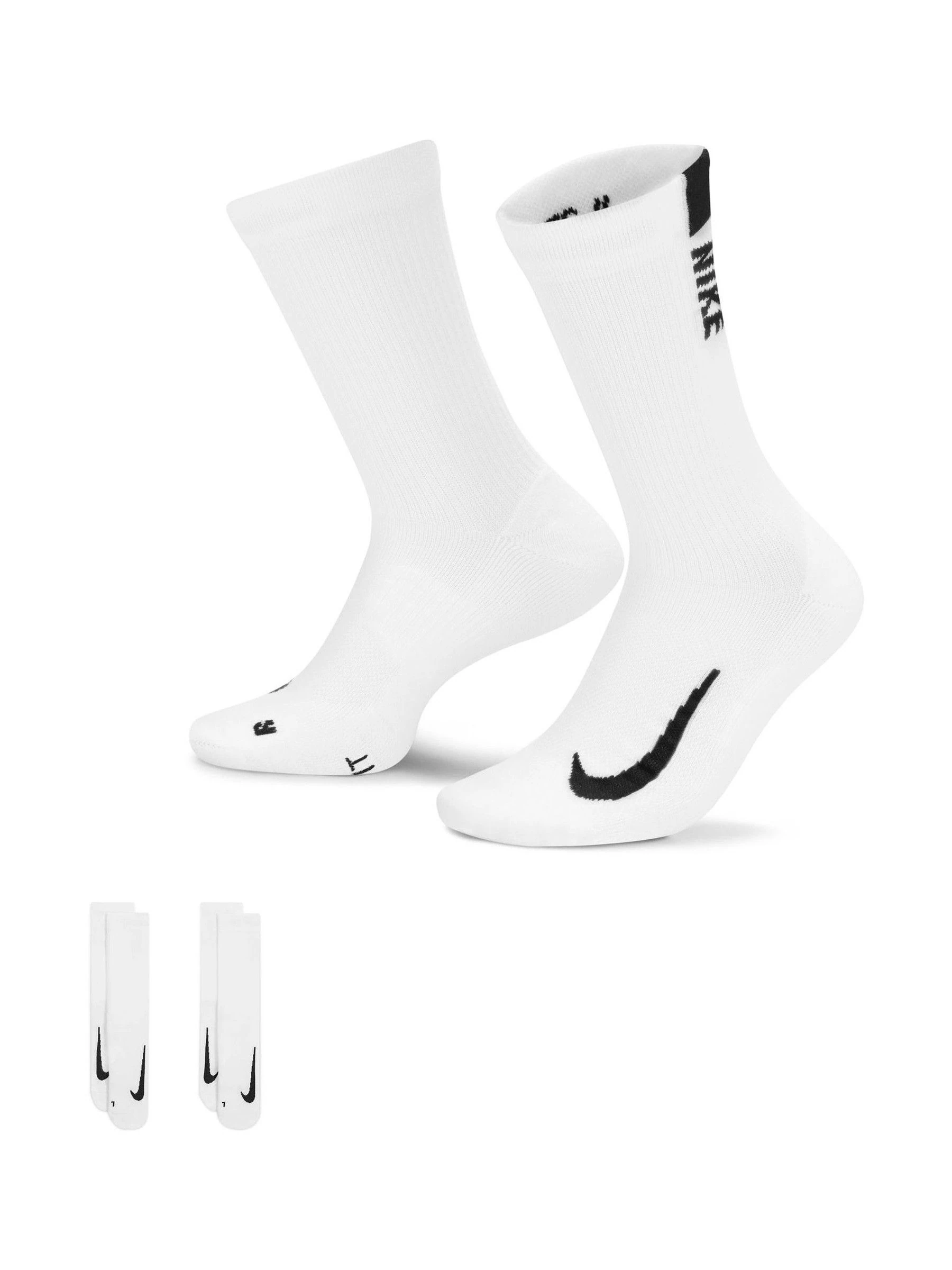 Wit/zwart - Nike Multiplier sokken met ronde hals - 2 Paar
