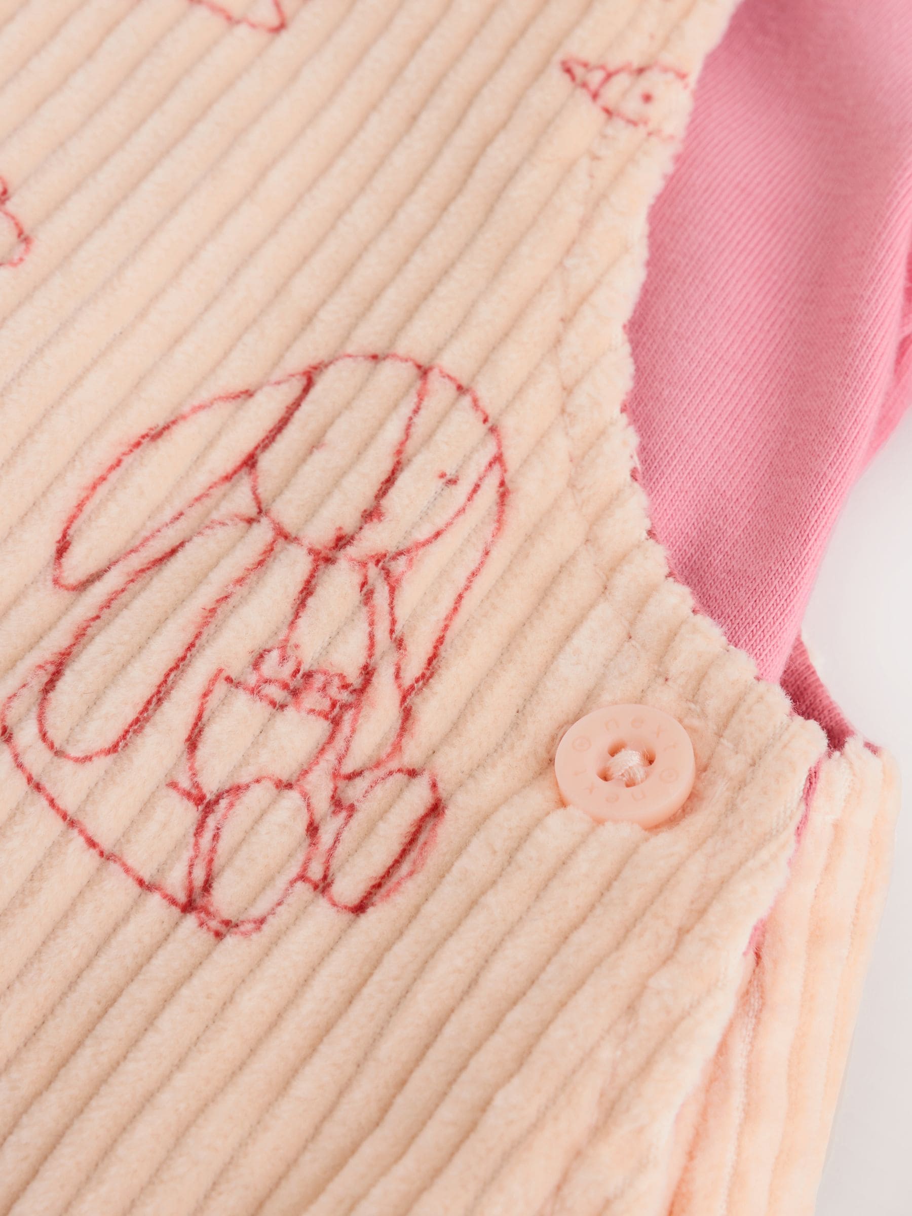 Cream / Pink Character - Babyset van tuinbroek en rompertje, tweedelig (0mnd-3jr)
