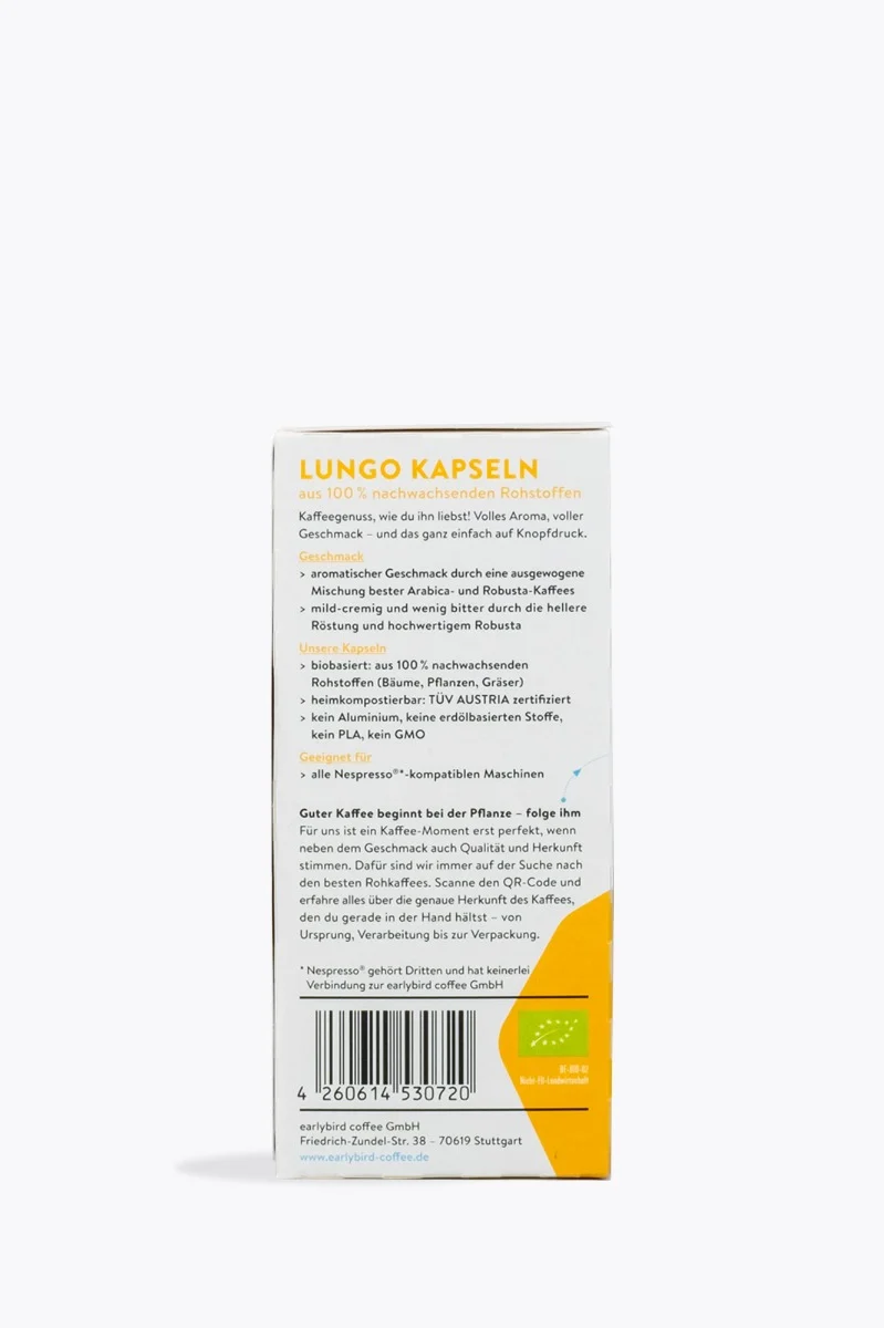 earlybird coffee Lungo Bio 10 Kapseln Nespresso® kompatibel
