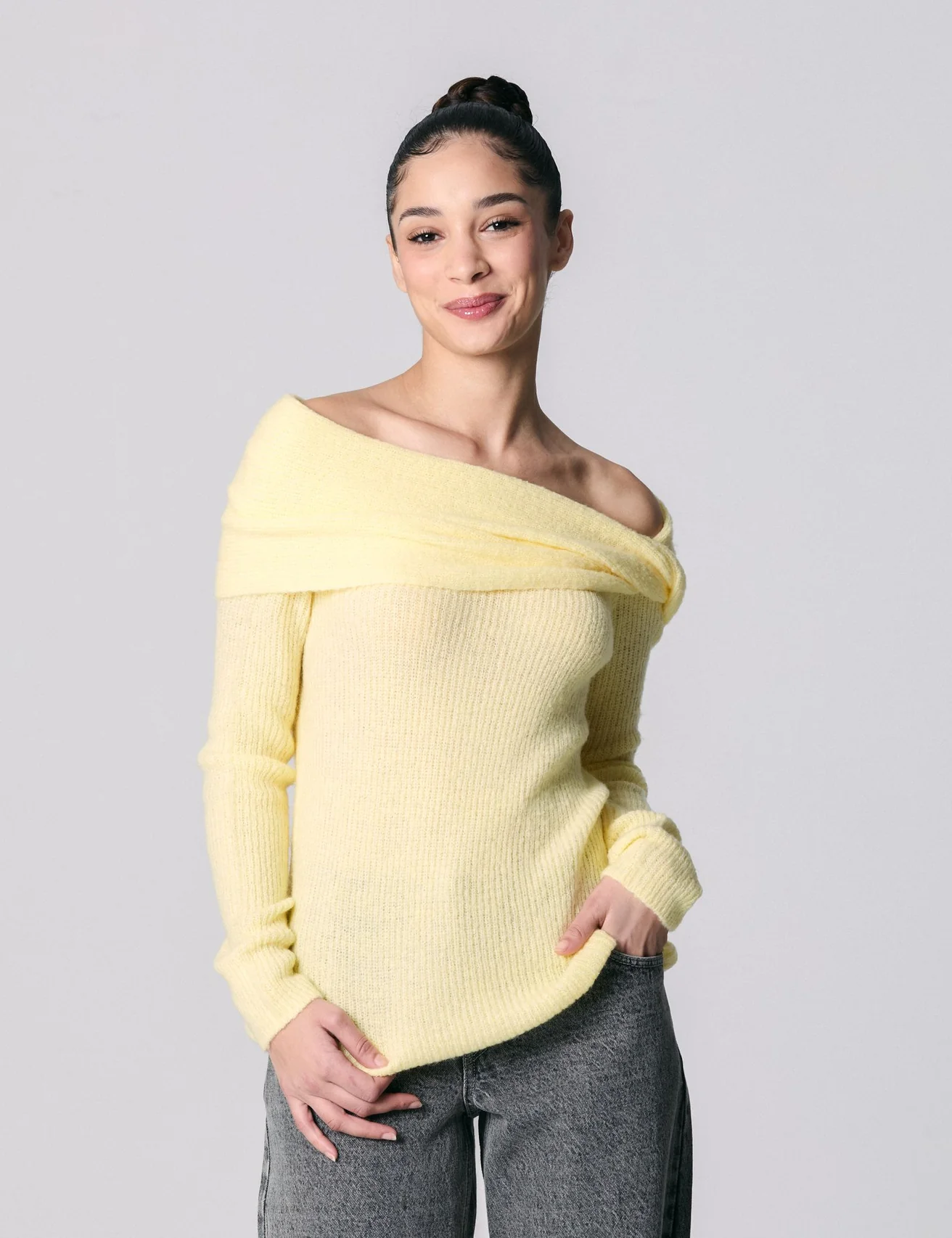 Pull col bardot vanille