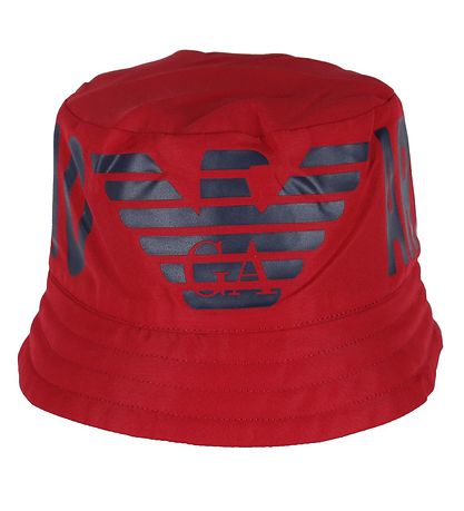 Emporio Armani Sommerhut - Umkehrbar - Rot/Navy m. Print