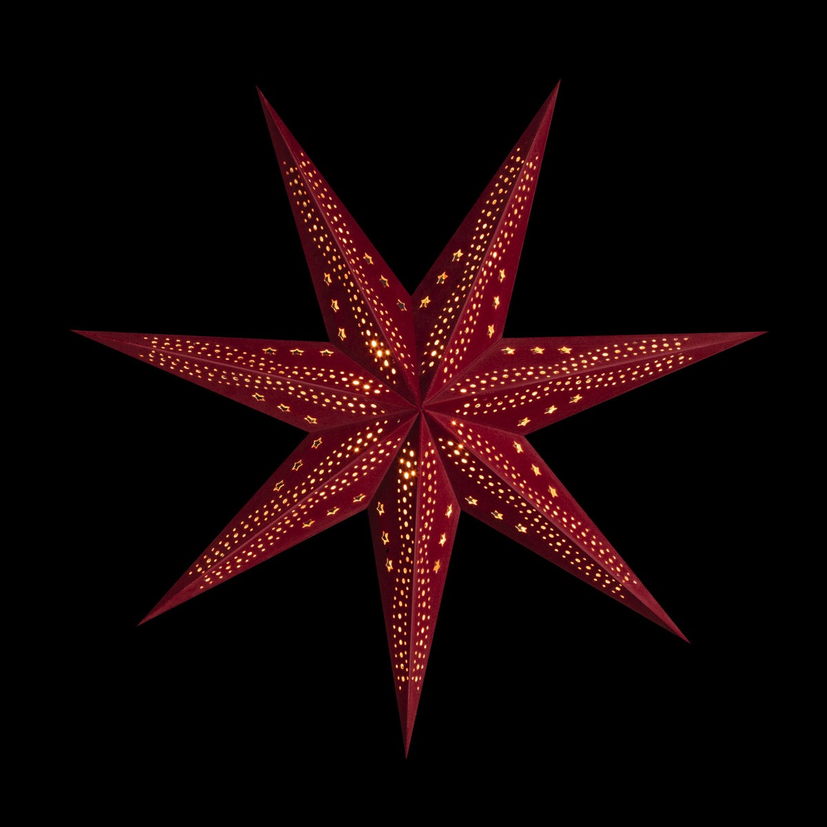 Sterntaler Decoratieve Ster | Papieren Kerstster | Fluweel | Gevouwen Ster | 75cm | Binnen | Gloeilamp | Stekker