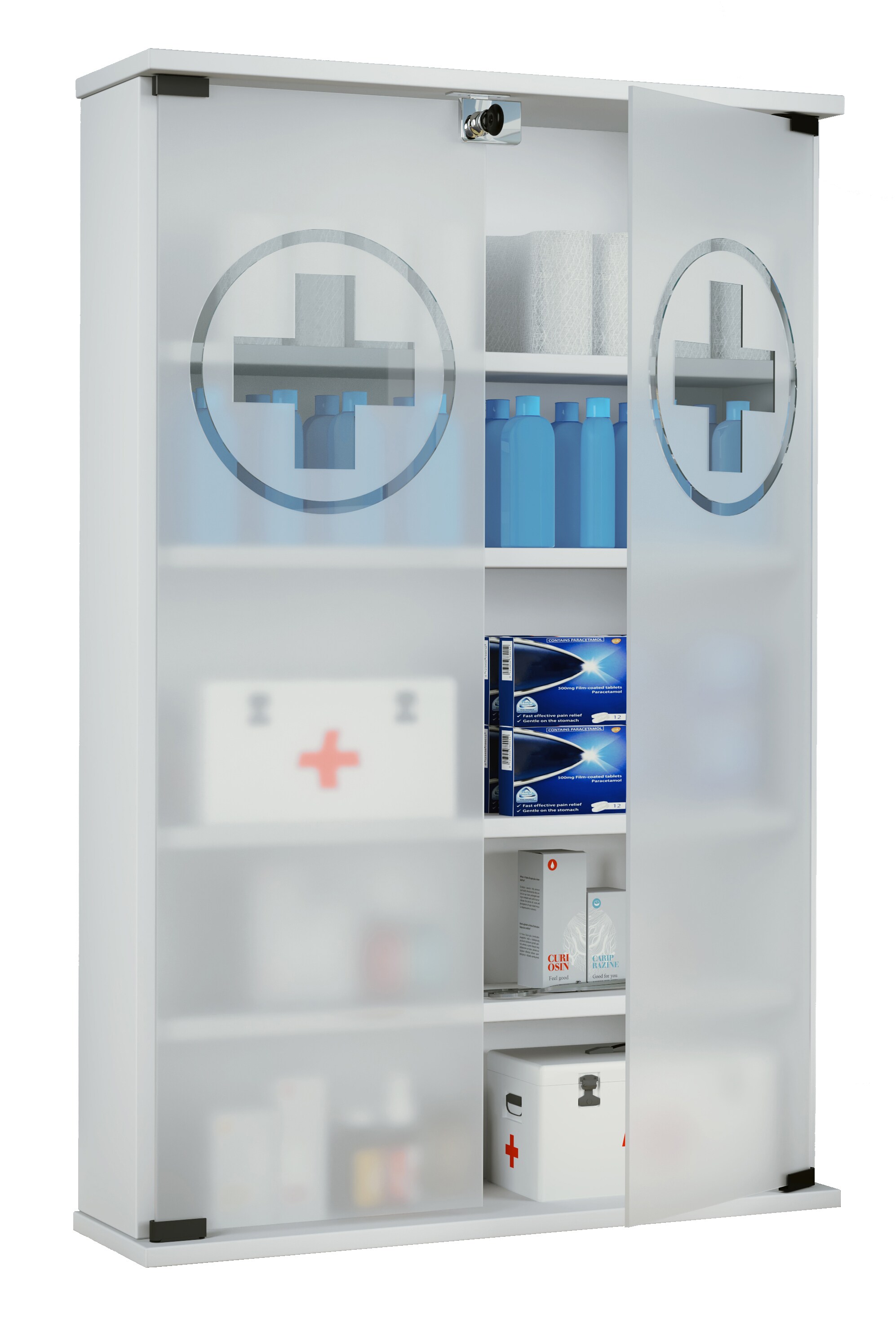 VCM Medizinschrank Arzneischrank Apothekerschrank Wand Schrank abschließbar Janula