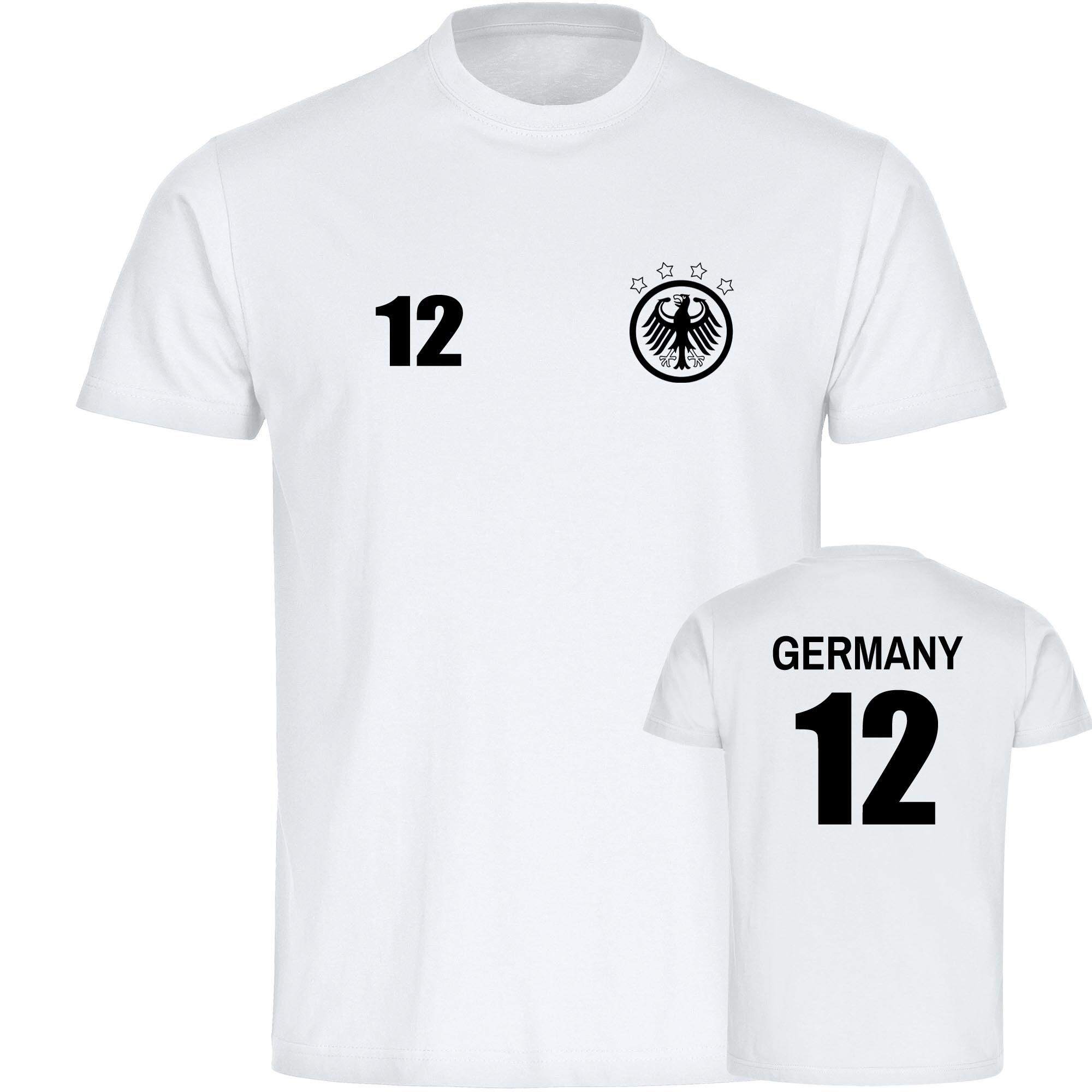multifanshop® Herren T-Shirt- Germany - Adler Retro Trikot 12 - Druck schwarz