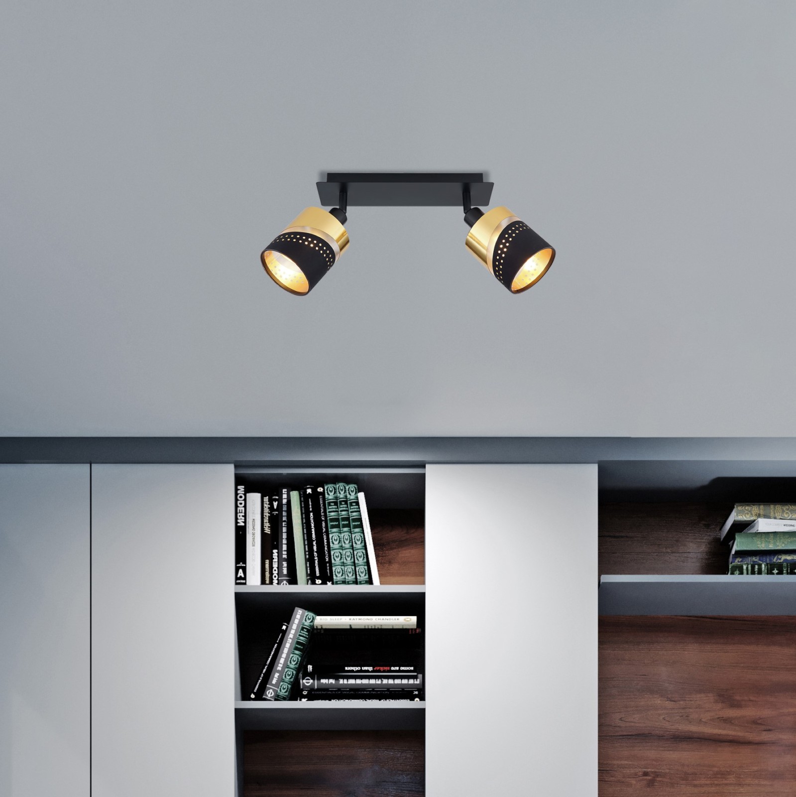 Strahler - schwarz matt - goldfarben - 25 cm