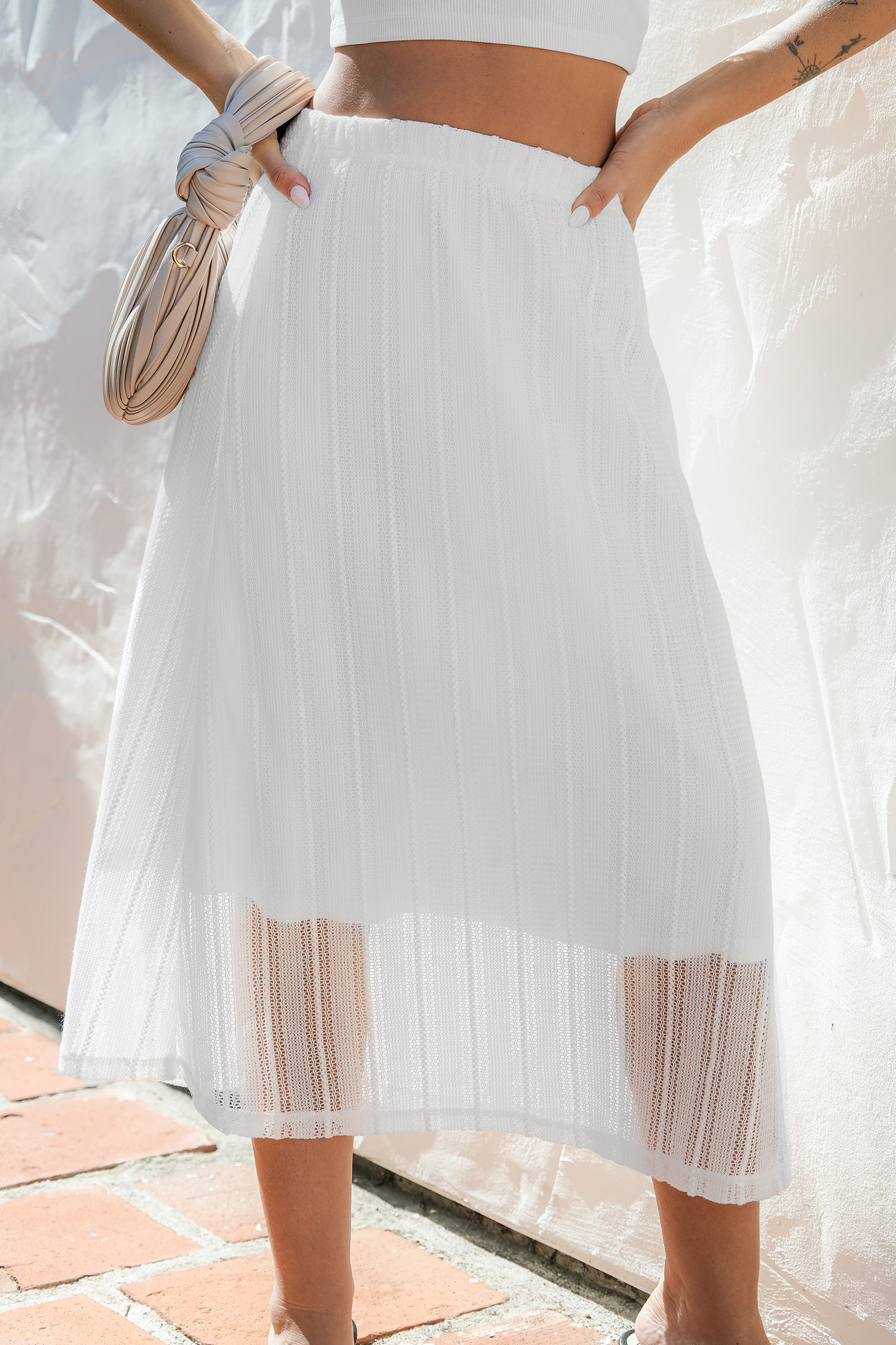Jupe maxi blanche tissée