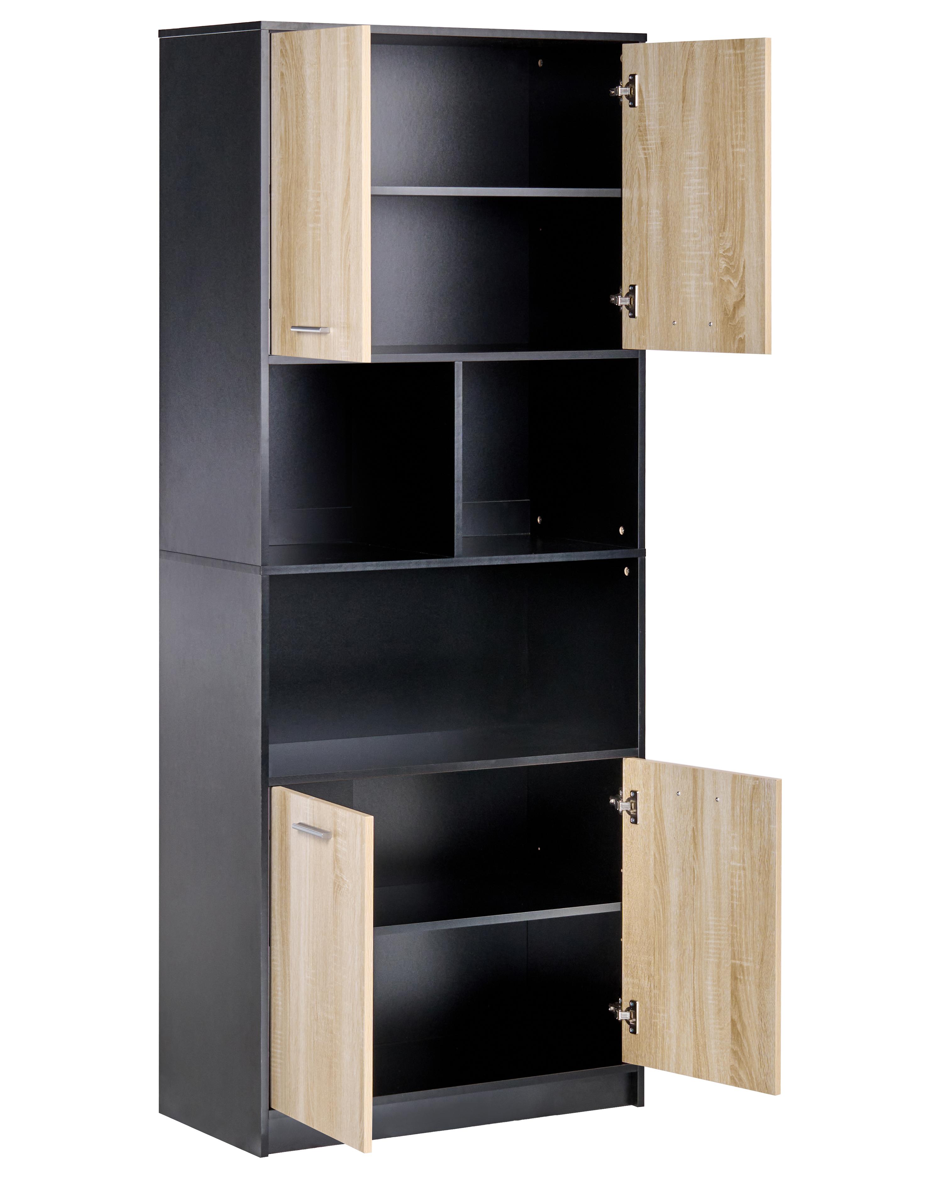 Boekenkast met 4 deuren ZEHNA Bruin/zwart