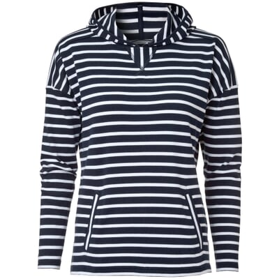 Damen-Hoodie gestreift, Navy-Weiß