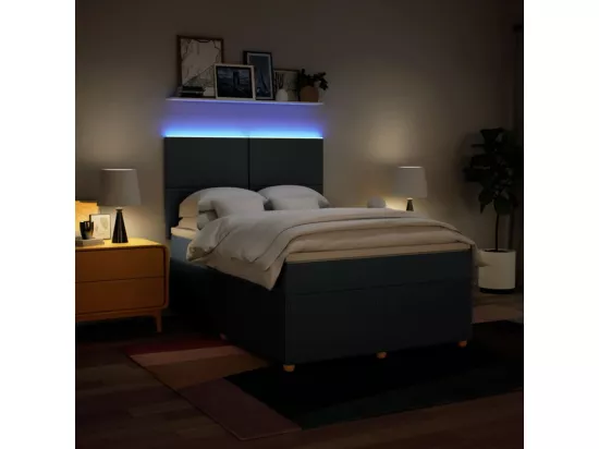 Sommier à lattes de lit avec matelas Bleu 160x200 cm Tissu