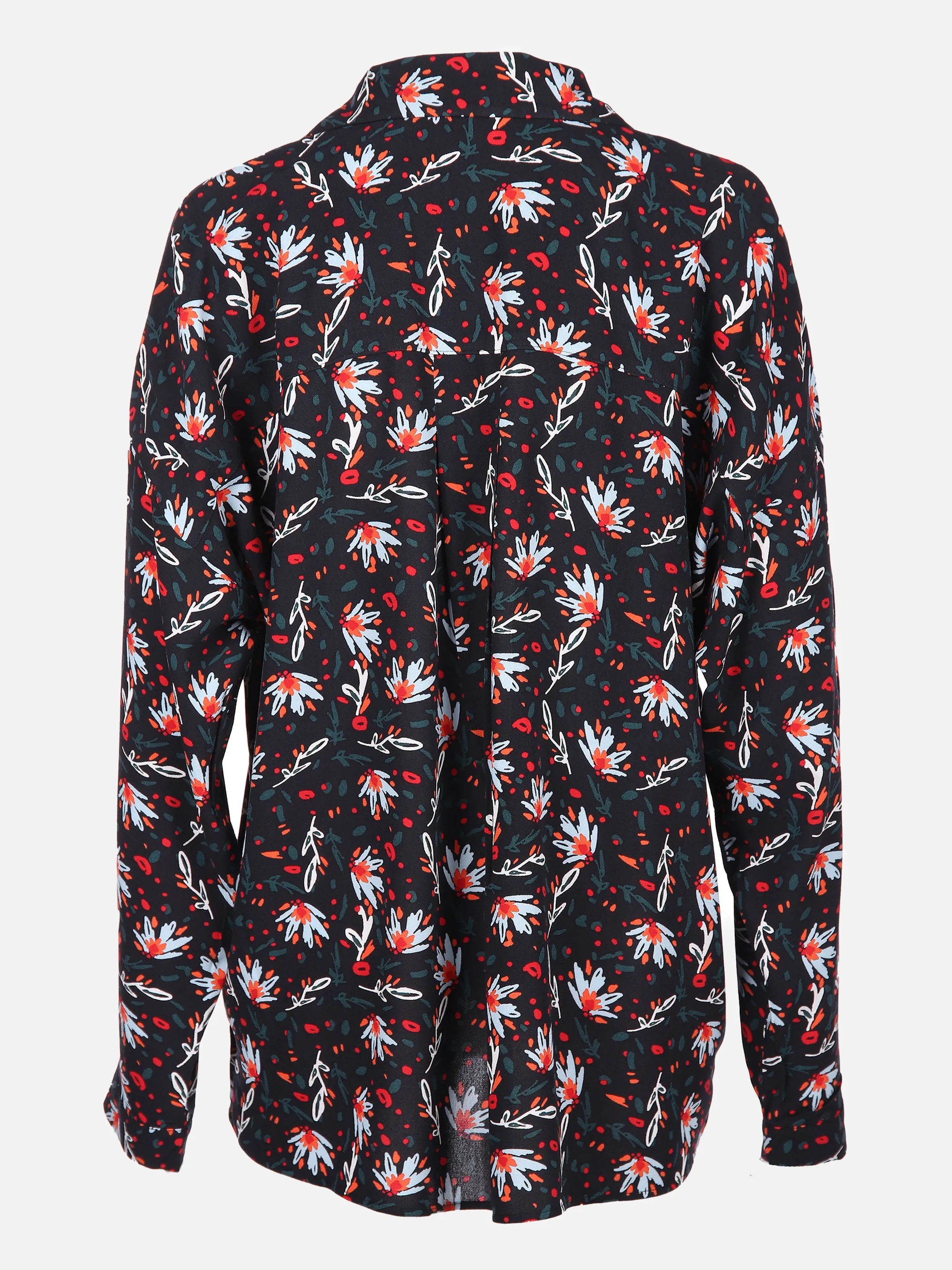 Damen Bluse mit weitem V-Ausschnitt im Blumenprint
