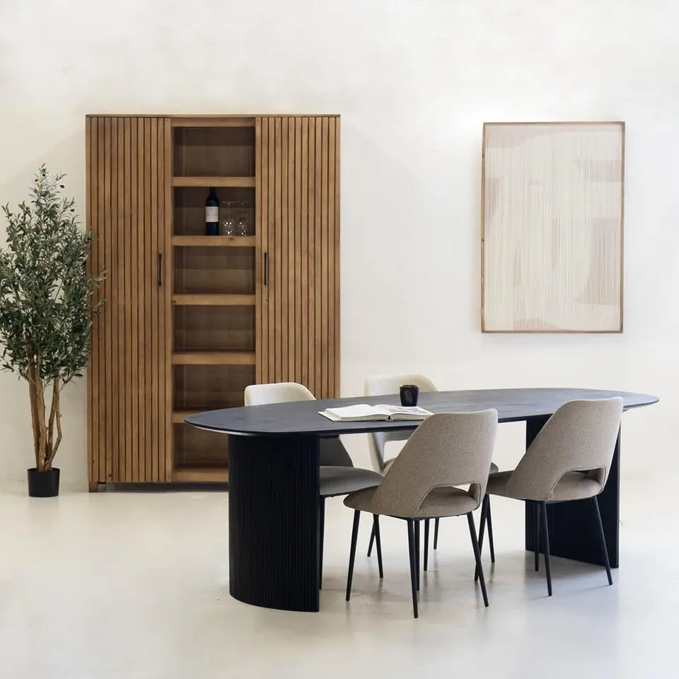 Eettafel Deens Ovaal 200cm - Zwart Mangohout - Feline