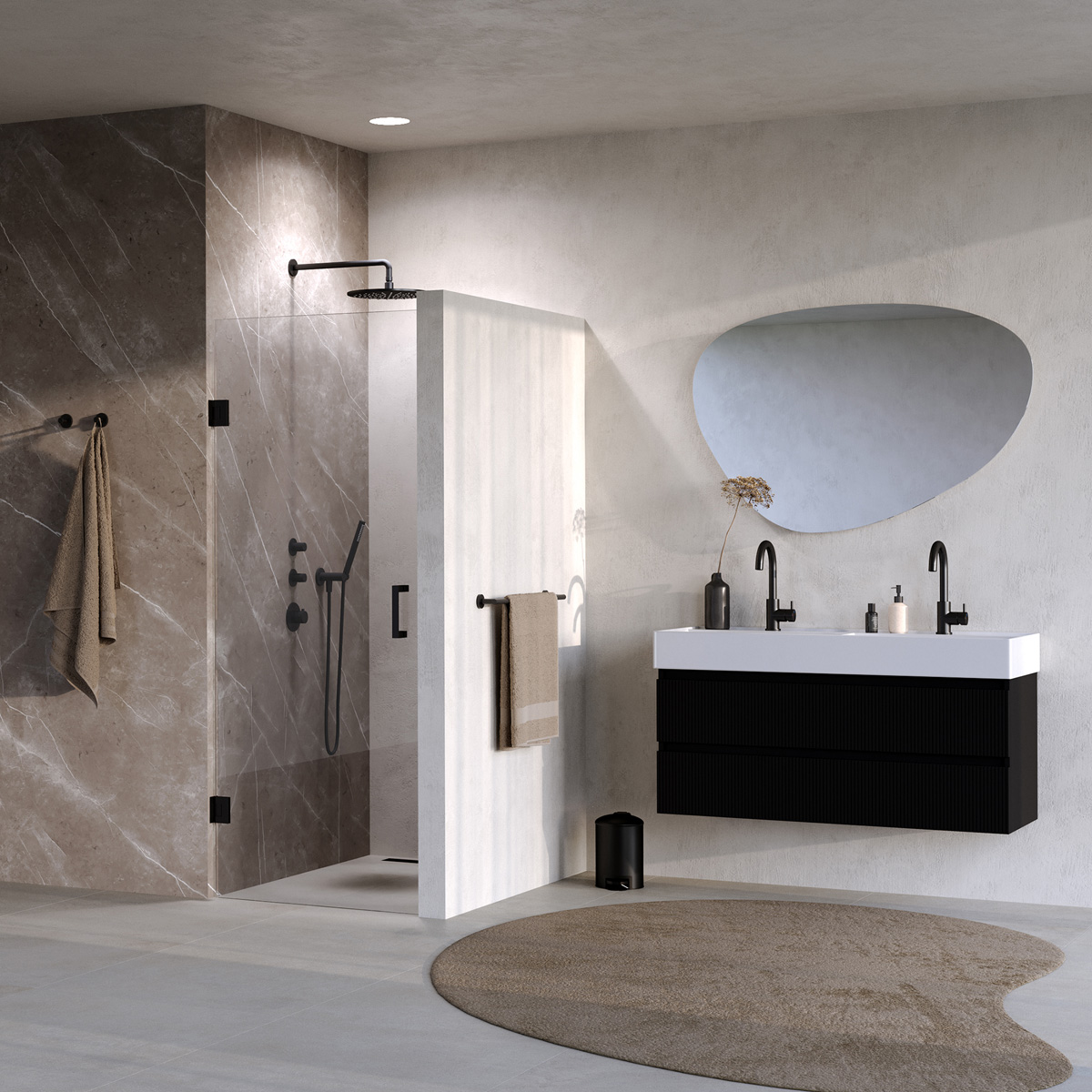 Brauer Void profielloze nisdeur 70cm zwart mat