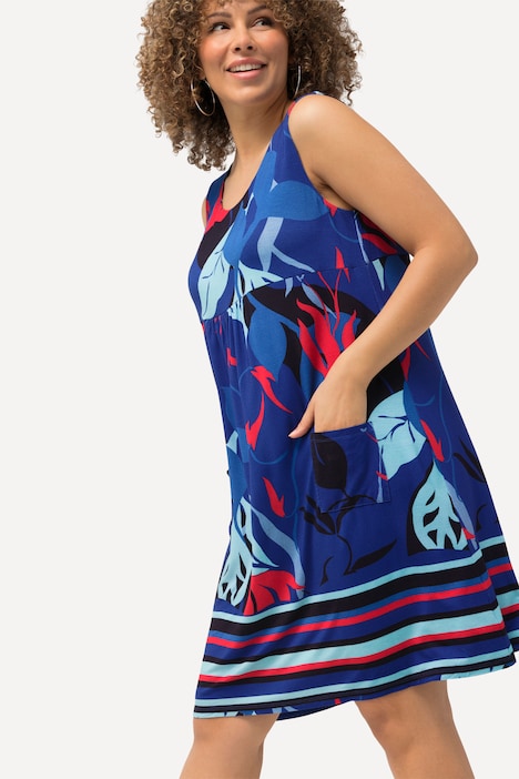 Minikleid, A-Linie, Rundhals, ärmellos, Taschen