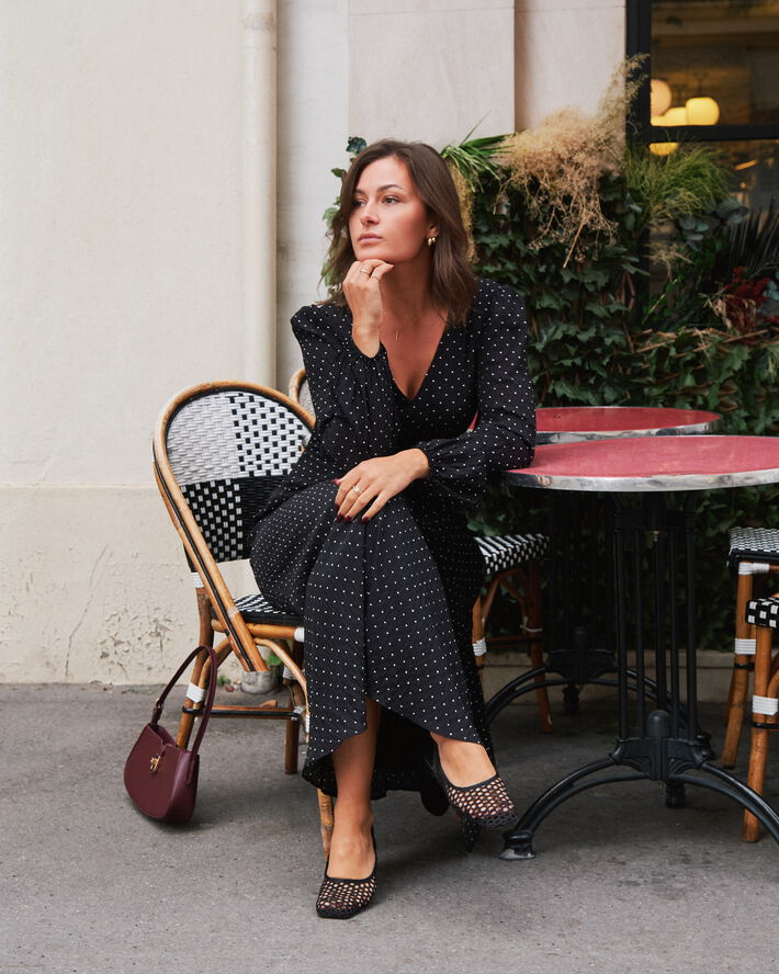 Neo Noir Toya Dot Crepe Dress Black