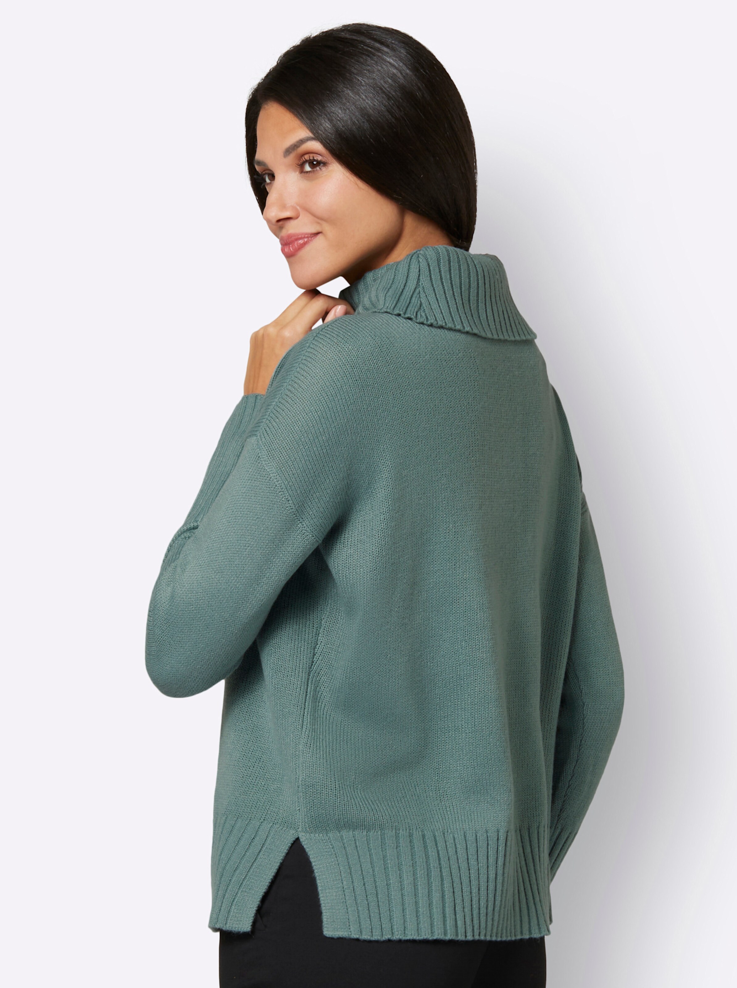 Rollkragenpullover in jade