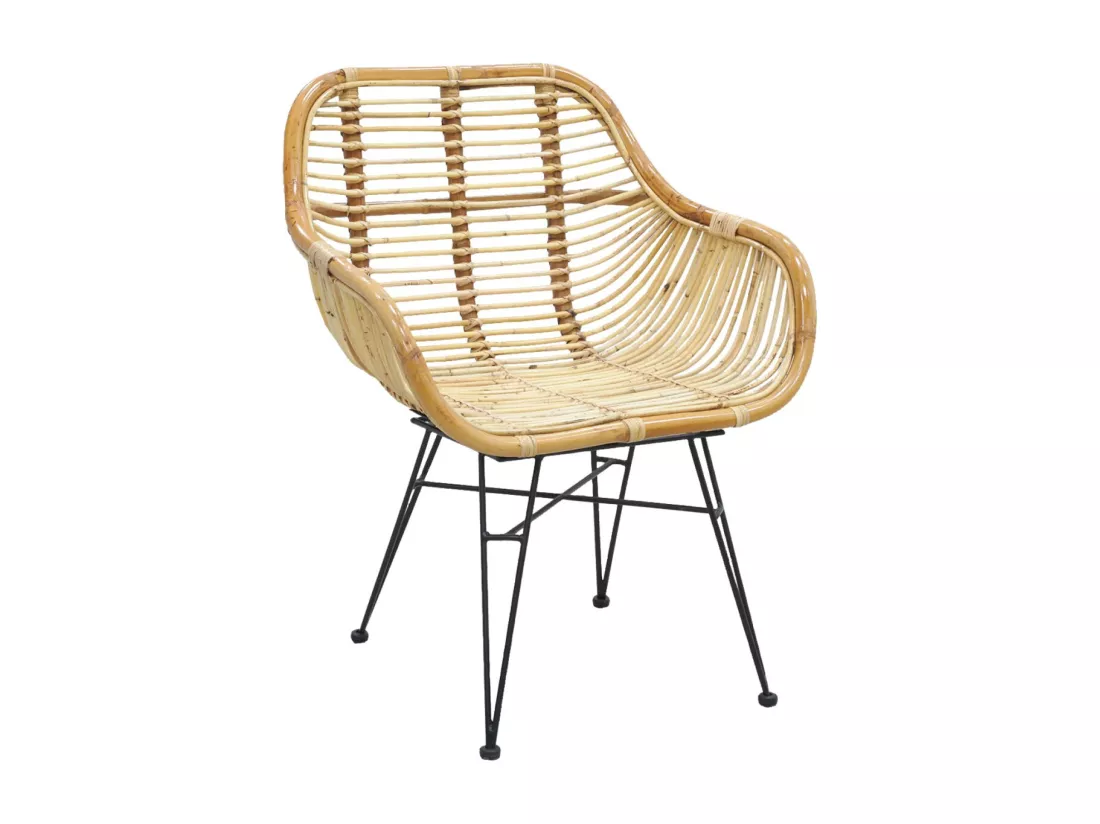 Fauteuil en rotin brut pieds métal Tanete