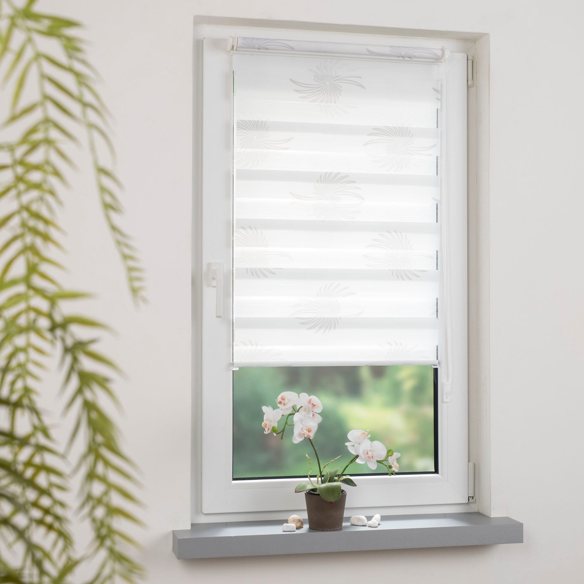 Liedeco Seitenzugrollo »Aster« Lichtschutz ohne Bohren freihängend Klemmfix-DUO-Rollo, Doppelrollo 
