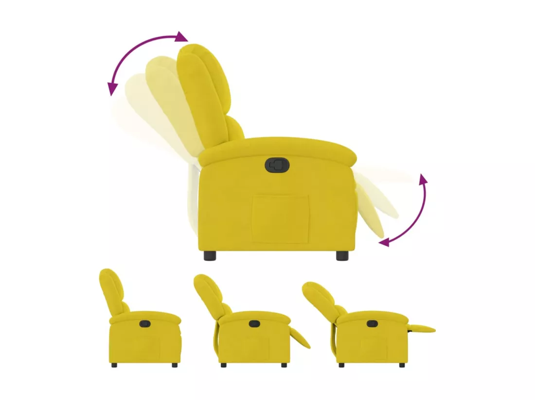 Fauteuil inclinable jaune velours
