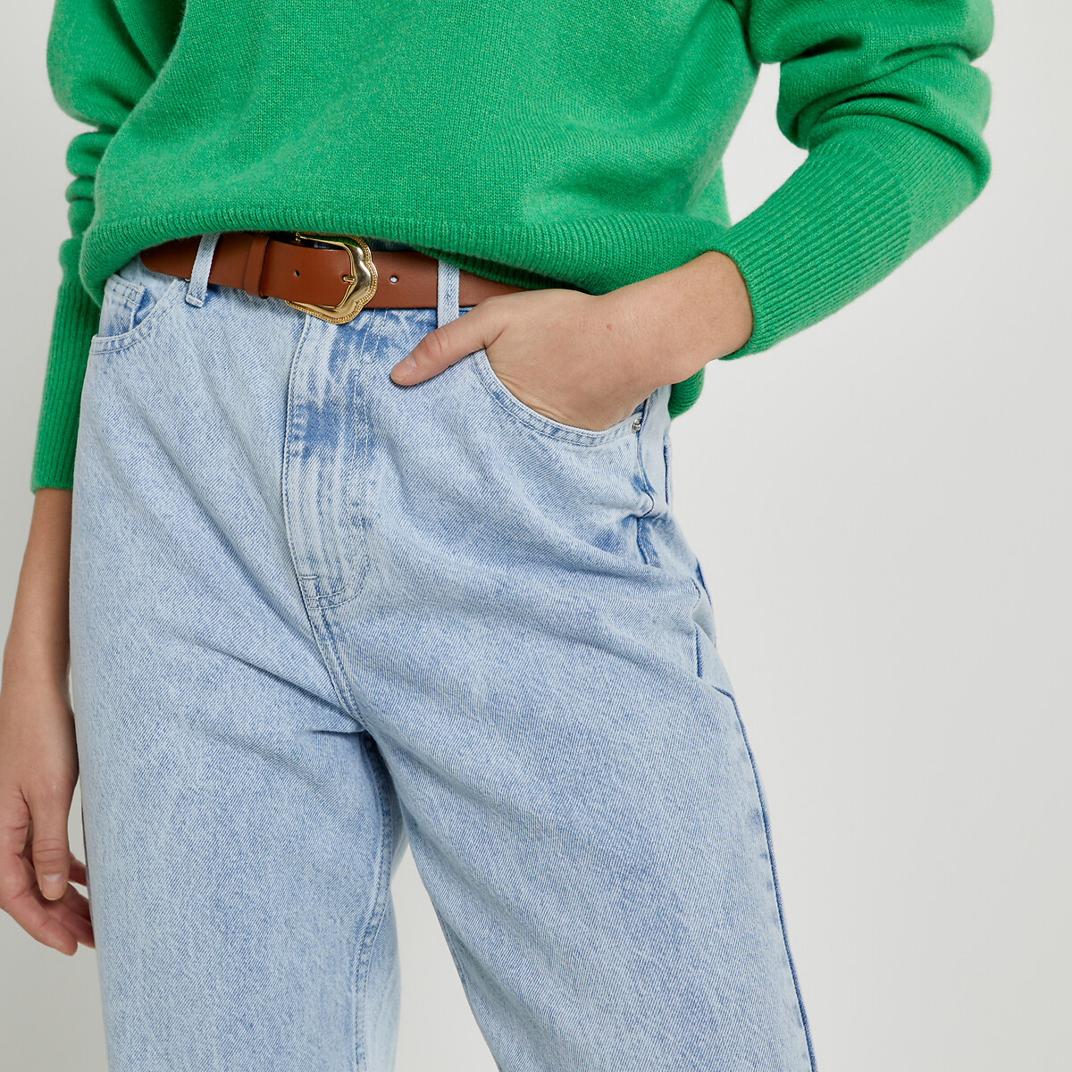 COLEÇÕES LA REDOUTE<br>Mom jeans, algodão orgânico, Signature PAULINE