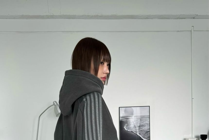 SeoulPop - Unisex gestreepte, gewassen, losse hoodie