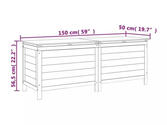 Boîte de rangement jardin blanc 150x50x56,5cm bois massif sapin