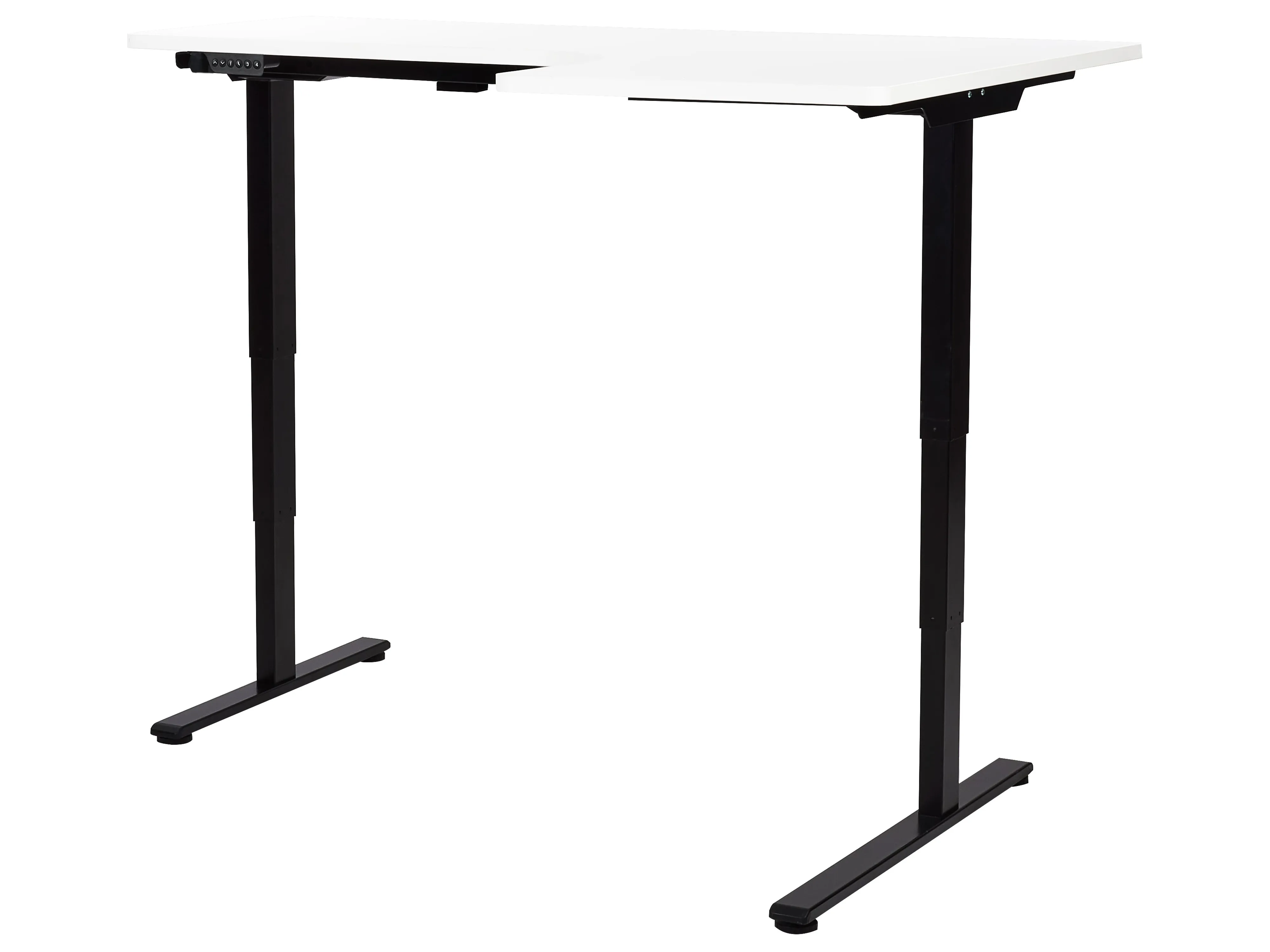 Elektrisch verstelbaar hoekbureau DESTINES Wit/zwart 160 cm 109 cm rechtszijdig