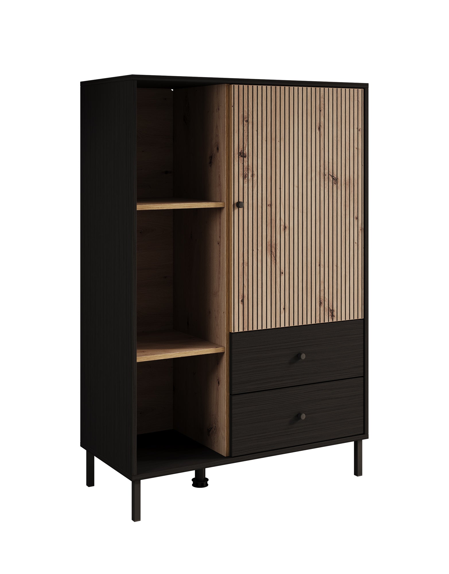 Charles 1 - Vitrinekast - Zwart - 87x40x131 cm