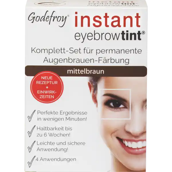 Instant Eyebrow Tint Komplett-Set für permanente Augenbrauen-Färbung mittelbraun