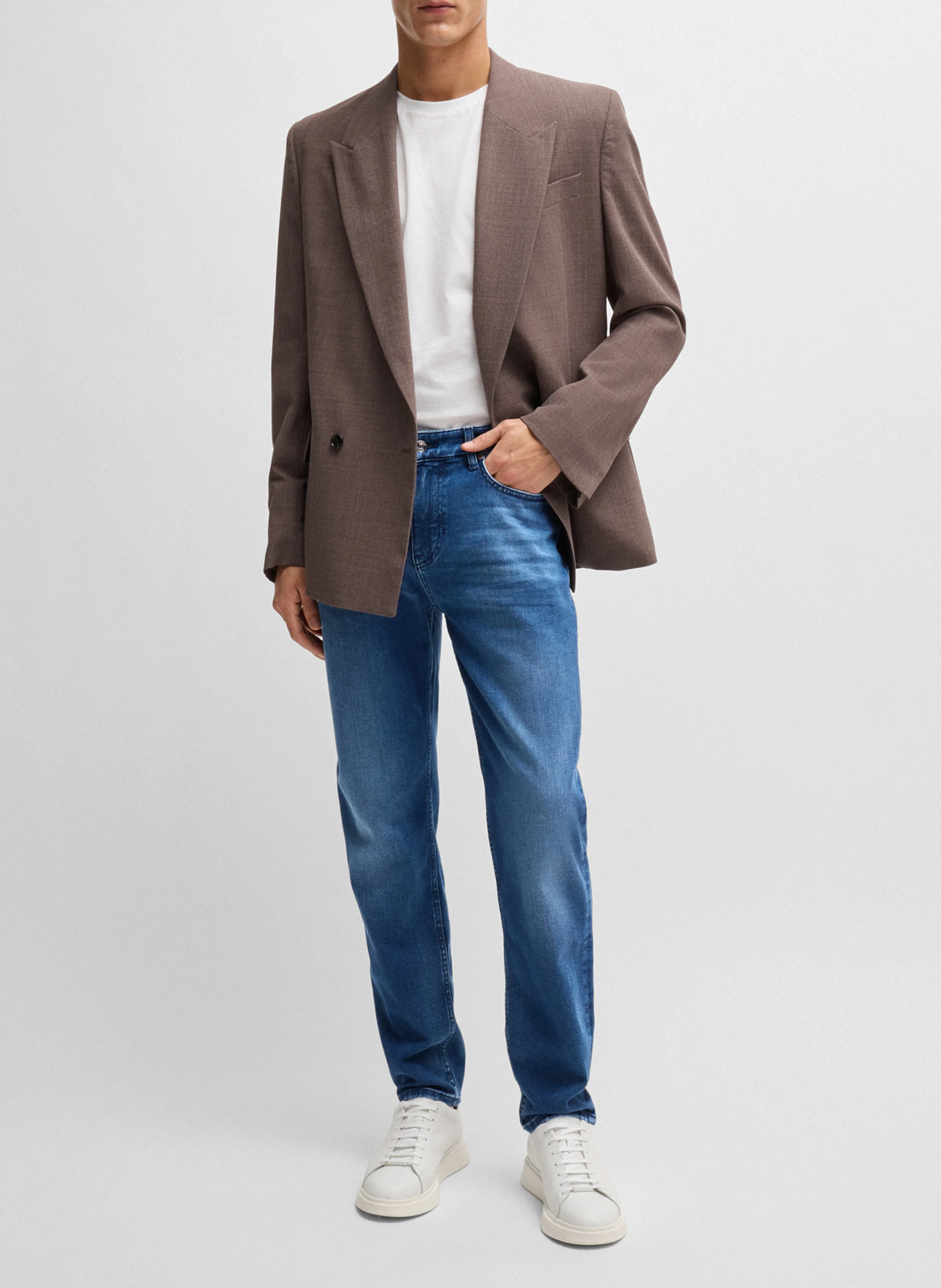 Jean regular-fit en coton mélangé | Bleu