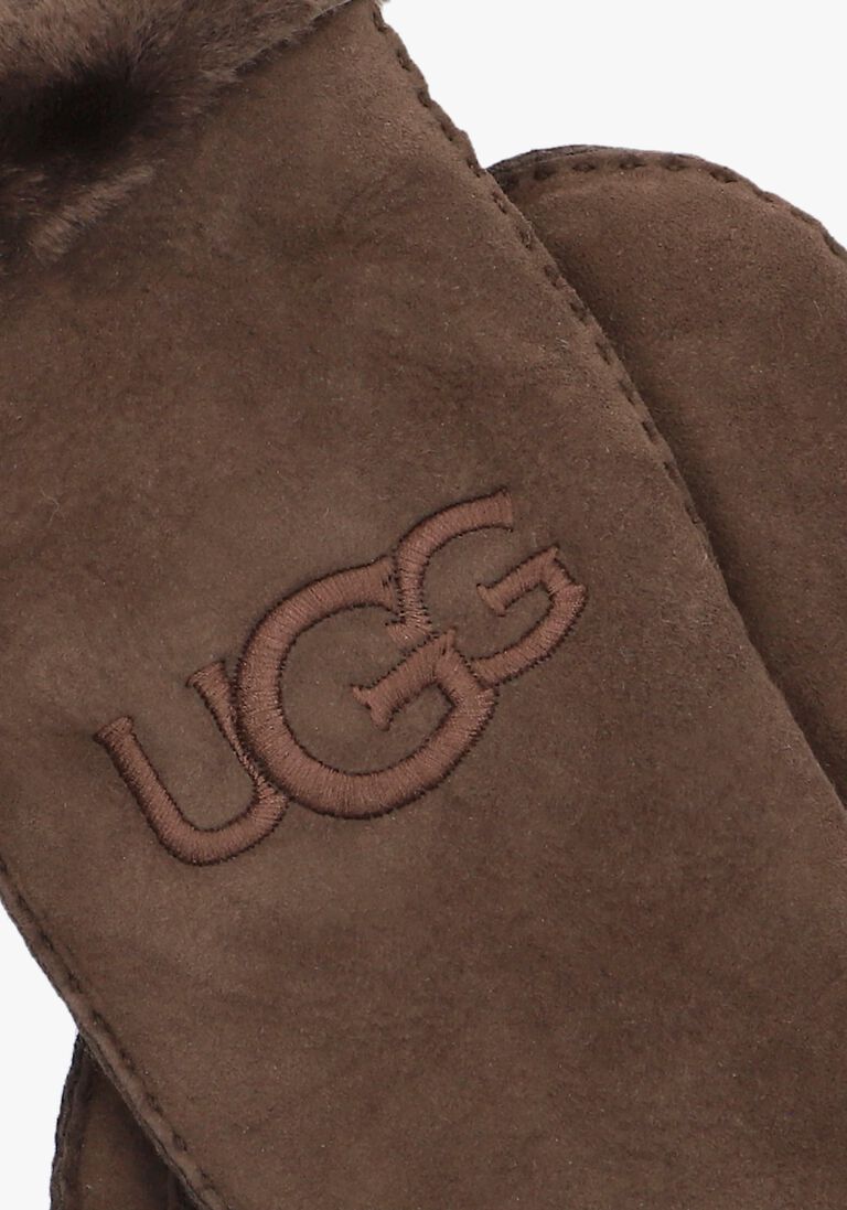 bruine ugg handschoenen sheepskin embroidered mitten